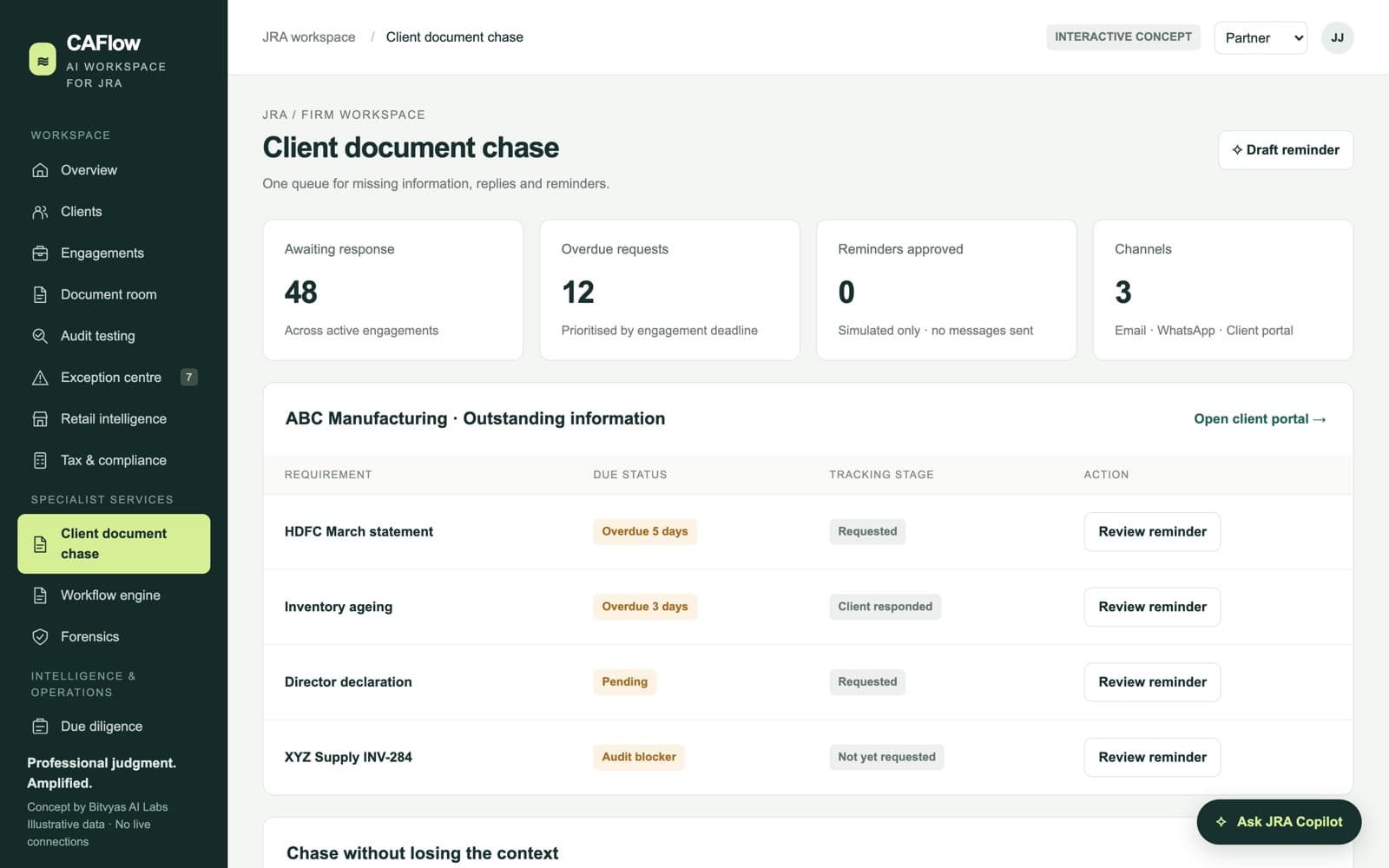 One queue for everything the client owes you screen
