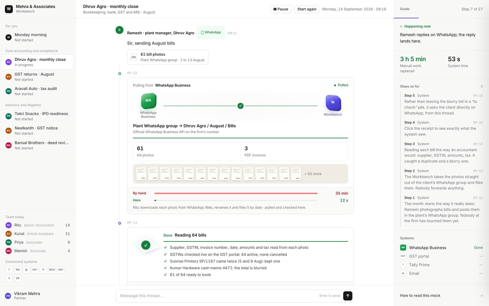 Bills collected where clients actually send them screen