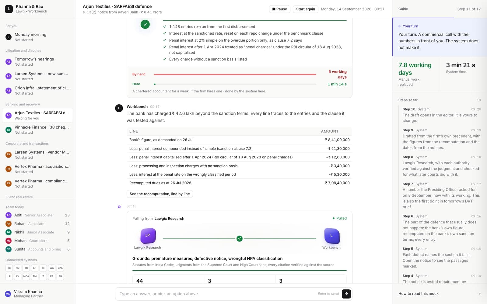 The bank’s figure, recomputed on the bank’s own terms screen